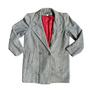 2/$18 Sale!  Vintage‎ Womens NY Girl Herringbone Blazer Coat 16 Oversized Gray